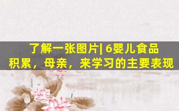 了解一张图片| 6婴儿食品积累，母亲，来学习的主要表现